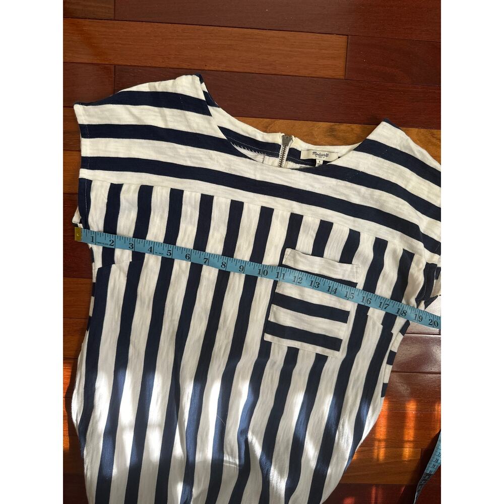 Madewell Blue Stripe Zipper Dress Preppy Nautical Vacation Seaside Coastal Yacht - Picture 6 of 8
